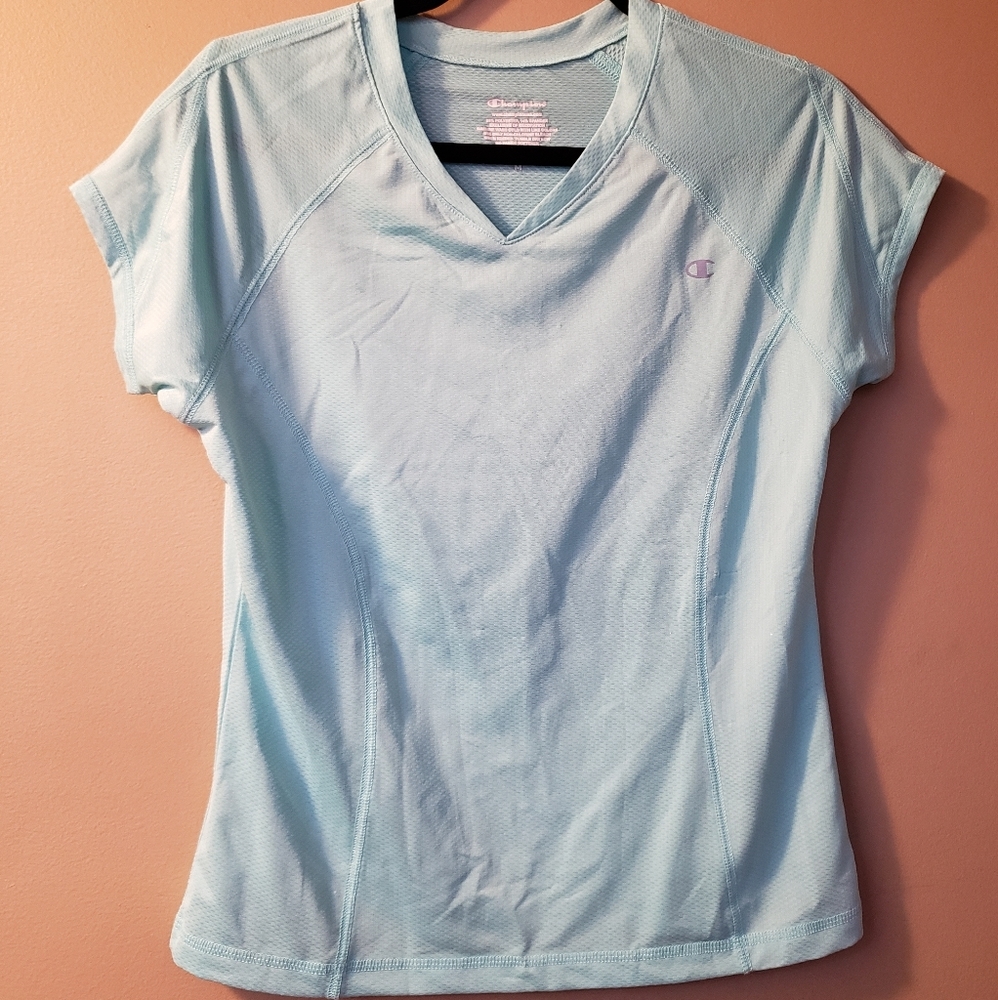 Champion Light Aqua Stretch Athletic V-Neck